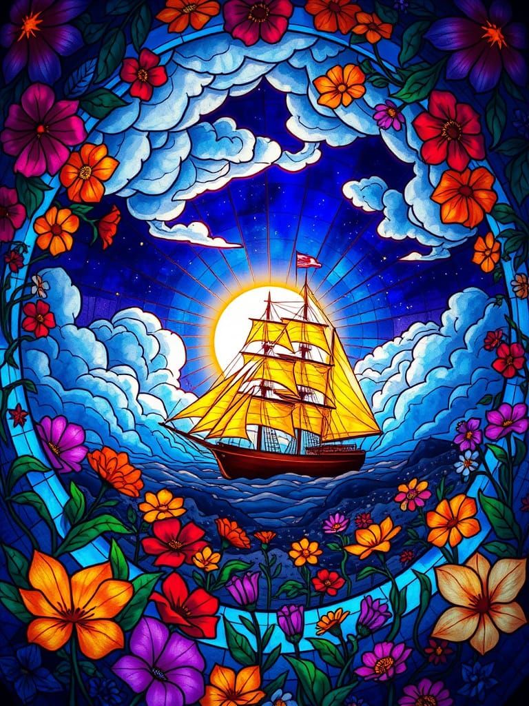 Stained-Glass Flowers in Galactic Garden