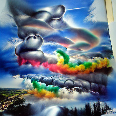 Rainbow Through Clouds in Airbrush Art