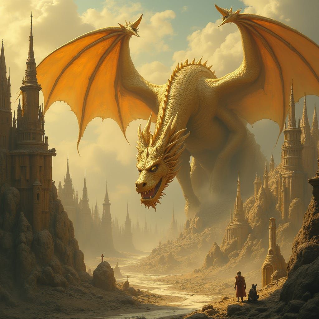 Gold Dragon Rampages Through Elf City