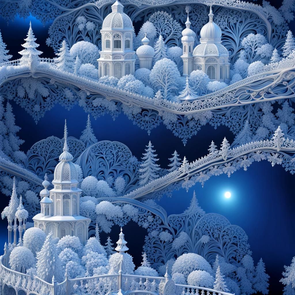Lace Winter Landscape in Rococo Style