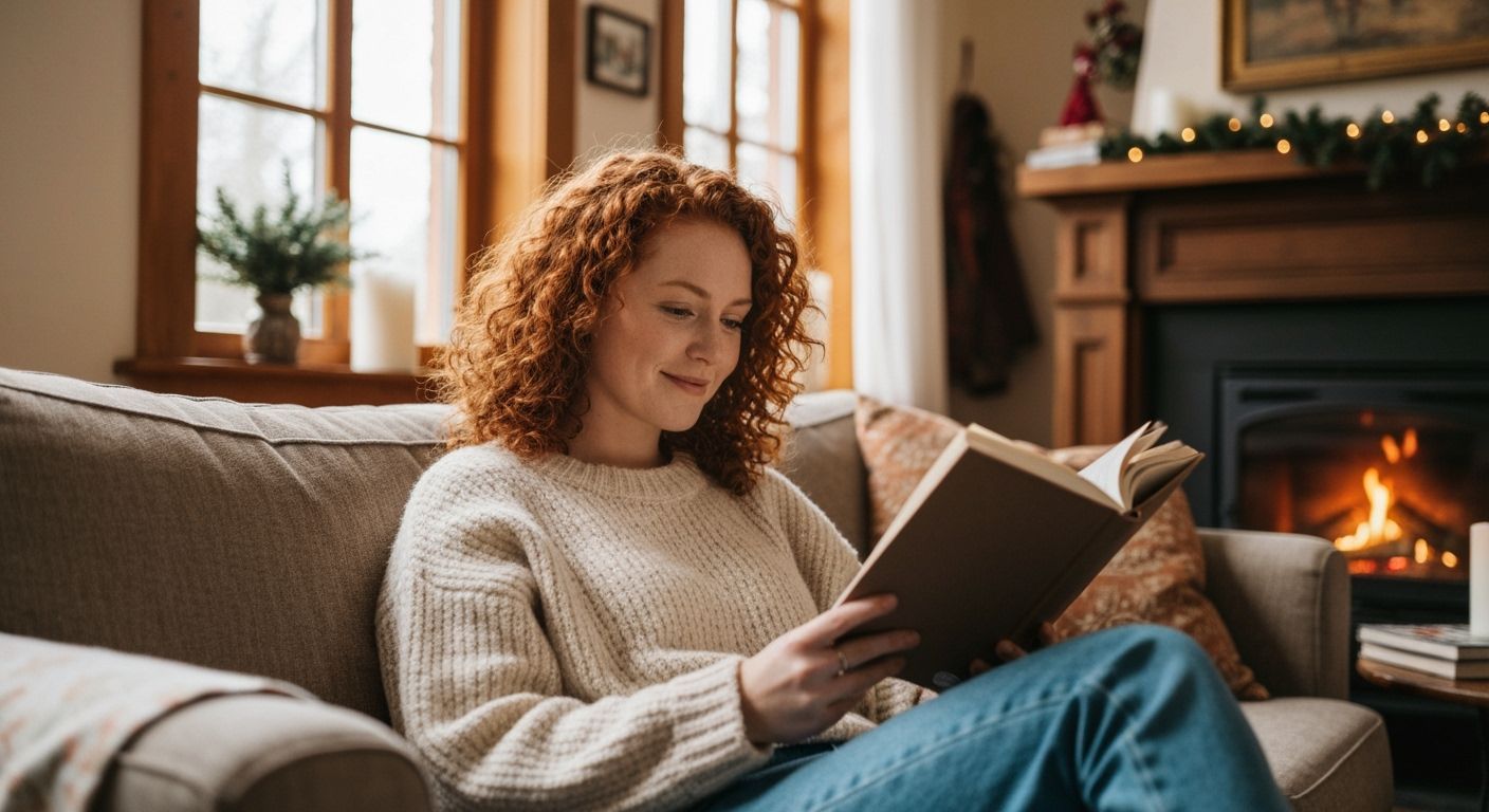 Cozy Reading Scene in a Vintage Living Room