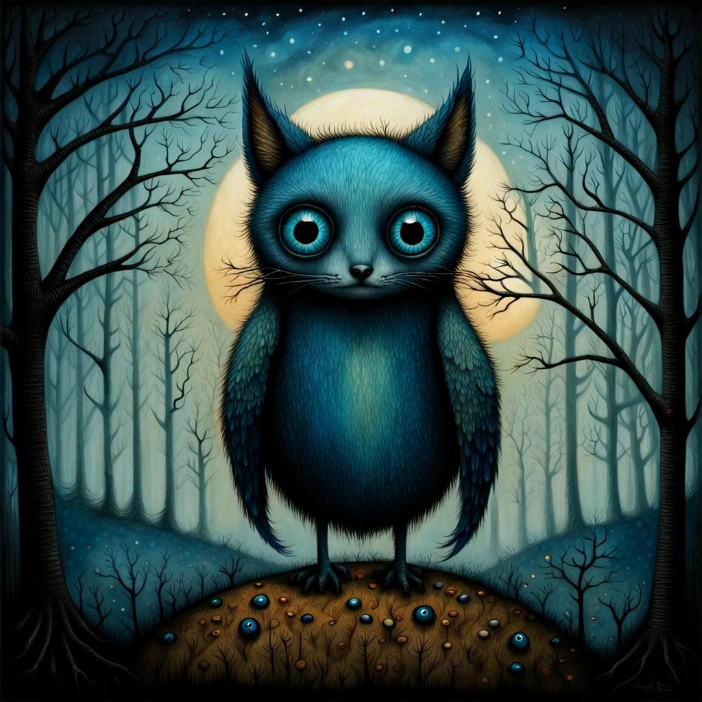 Big Blue Eyes in Illustrative Surrealism Style