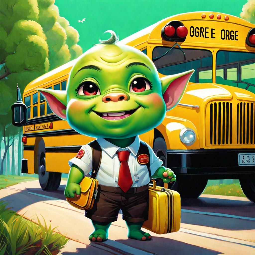 Chibi Ogre's First Day: Hyperrealistic 3D Art