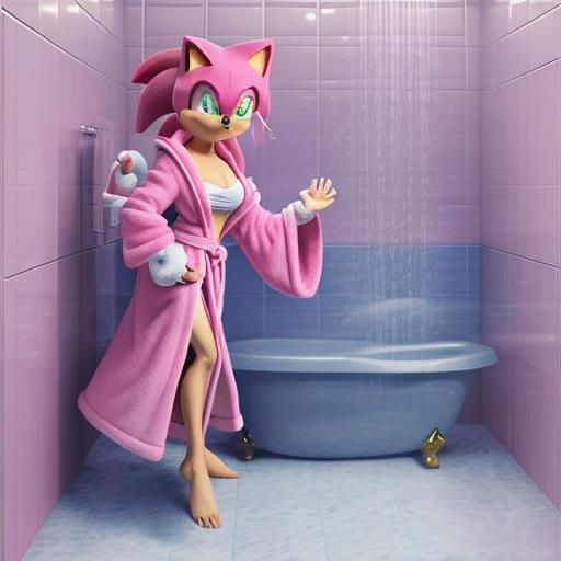 Amy Rose Stepping Out of Shower Portrait