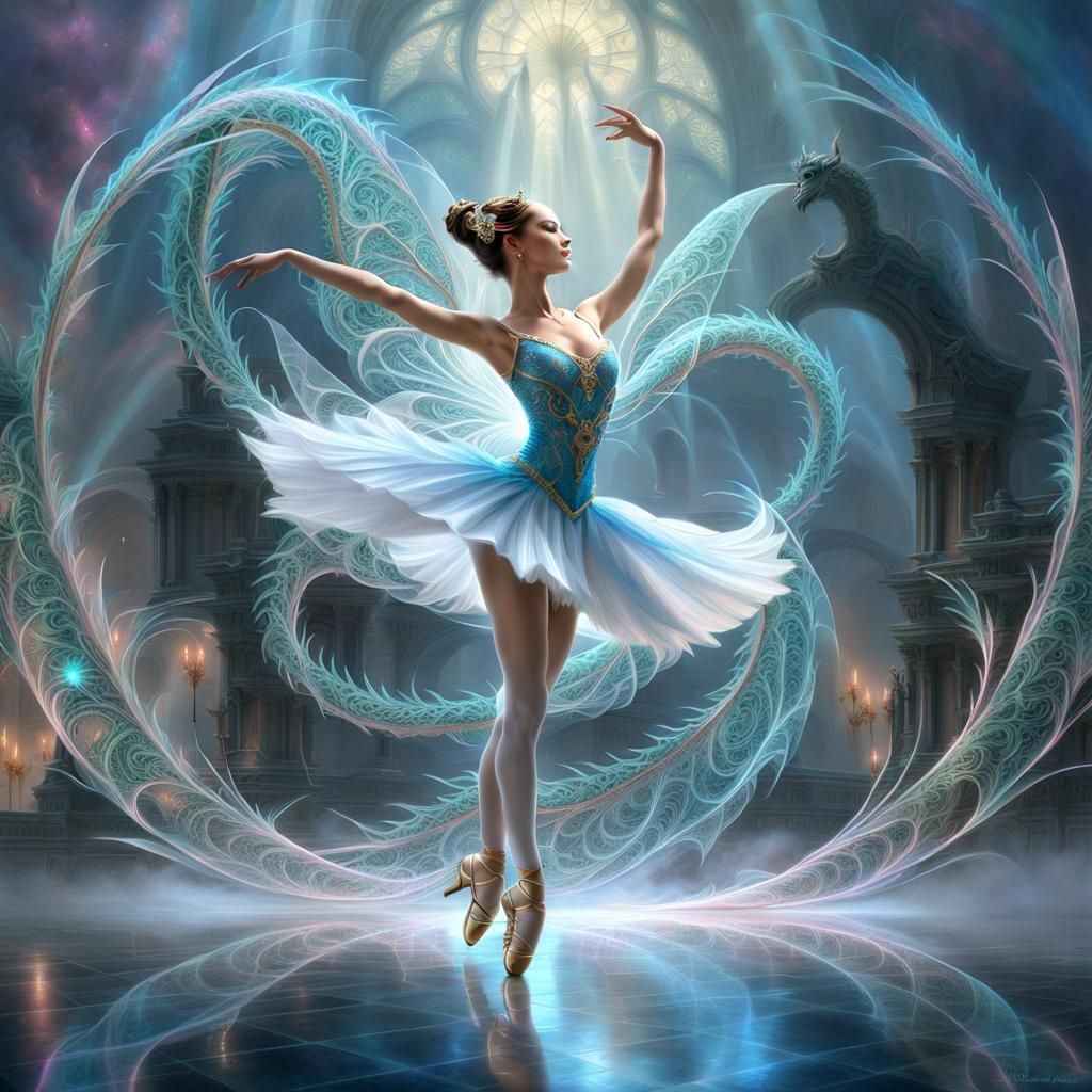 Graceful Ballerina in Dragon Art Fractal Curves