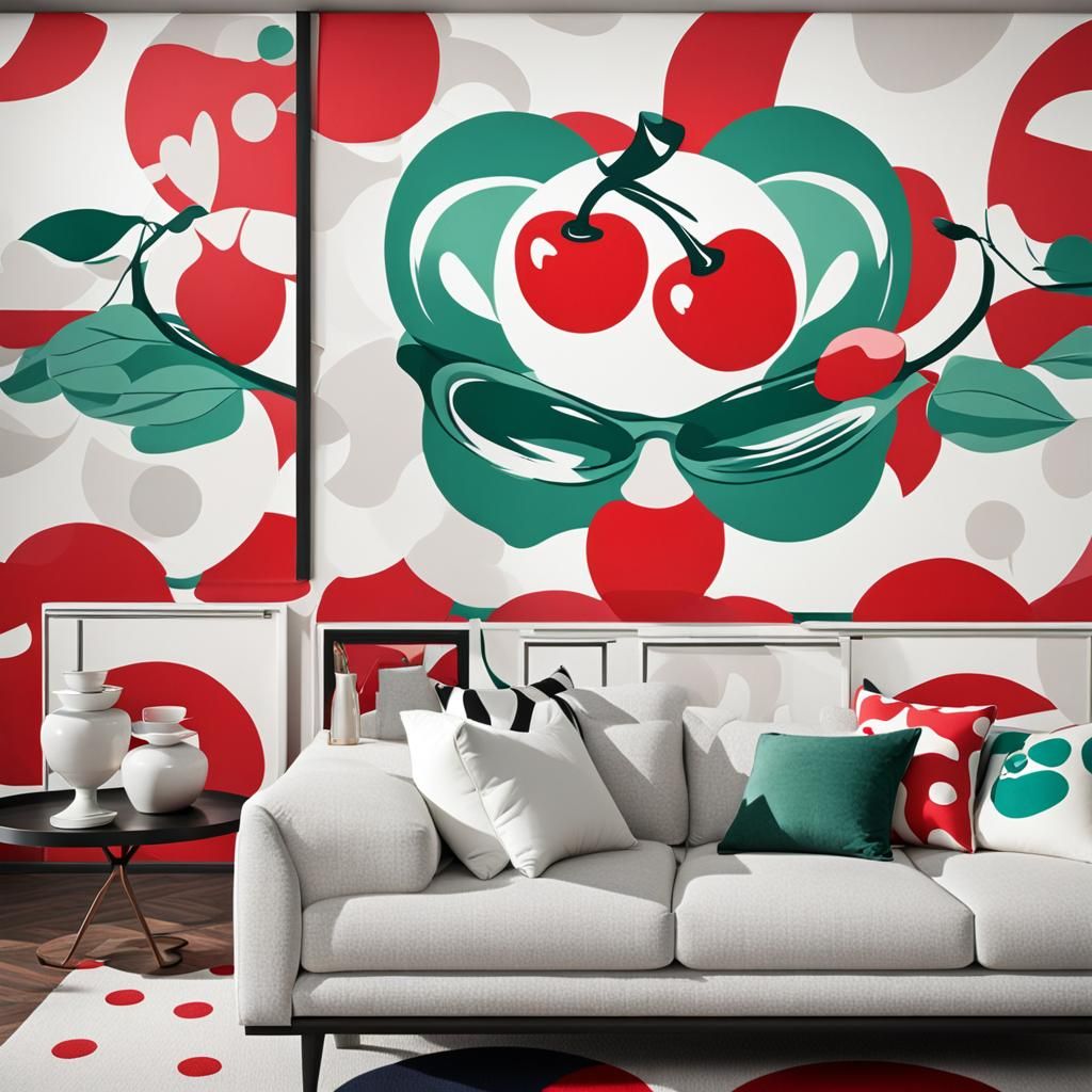 Pop Art Design Featuring Oversized Cherries