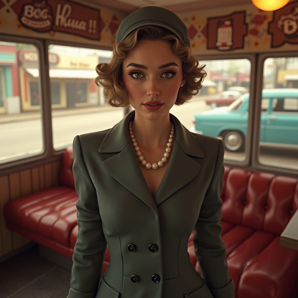 Vintage 1950s Portrait in Retro Setting