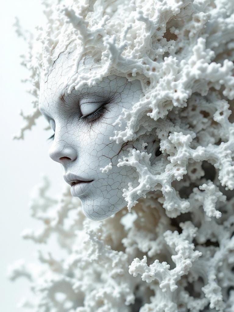 Ethereal Cracked Coral Fairy in Dark Fantasy Style