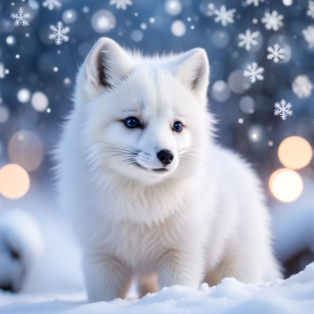 Snowy Furry Friend in Whimsical Winter Wonderland