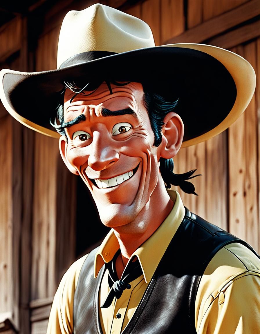 Laughing Lucky Luke Cartoon Image