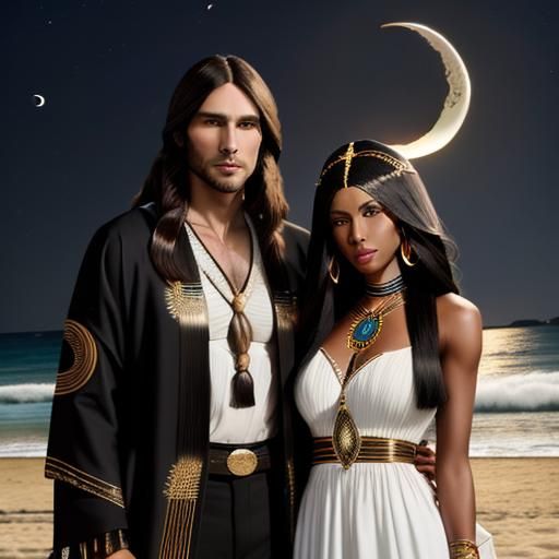 Beach Wedding Under Crescent Moon