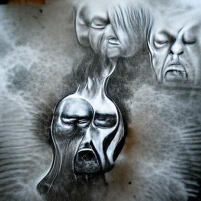 Melting Face: Surreal Charcoal Drawing