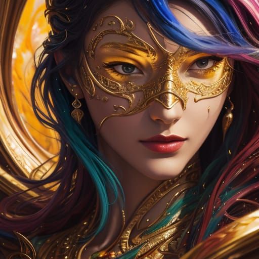 Surreal Oil Painting of a Person in Gold