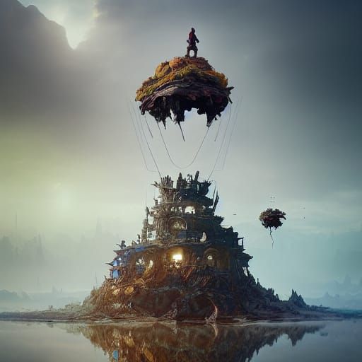 Robot on Floating Island: Digital Matte Painting