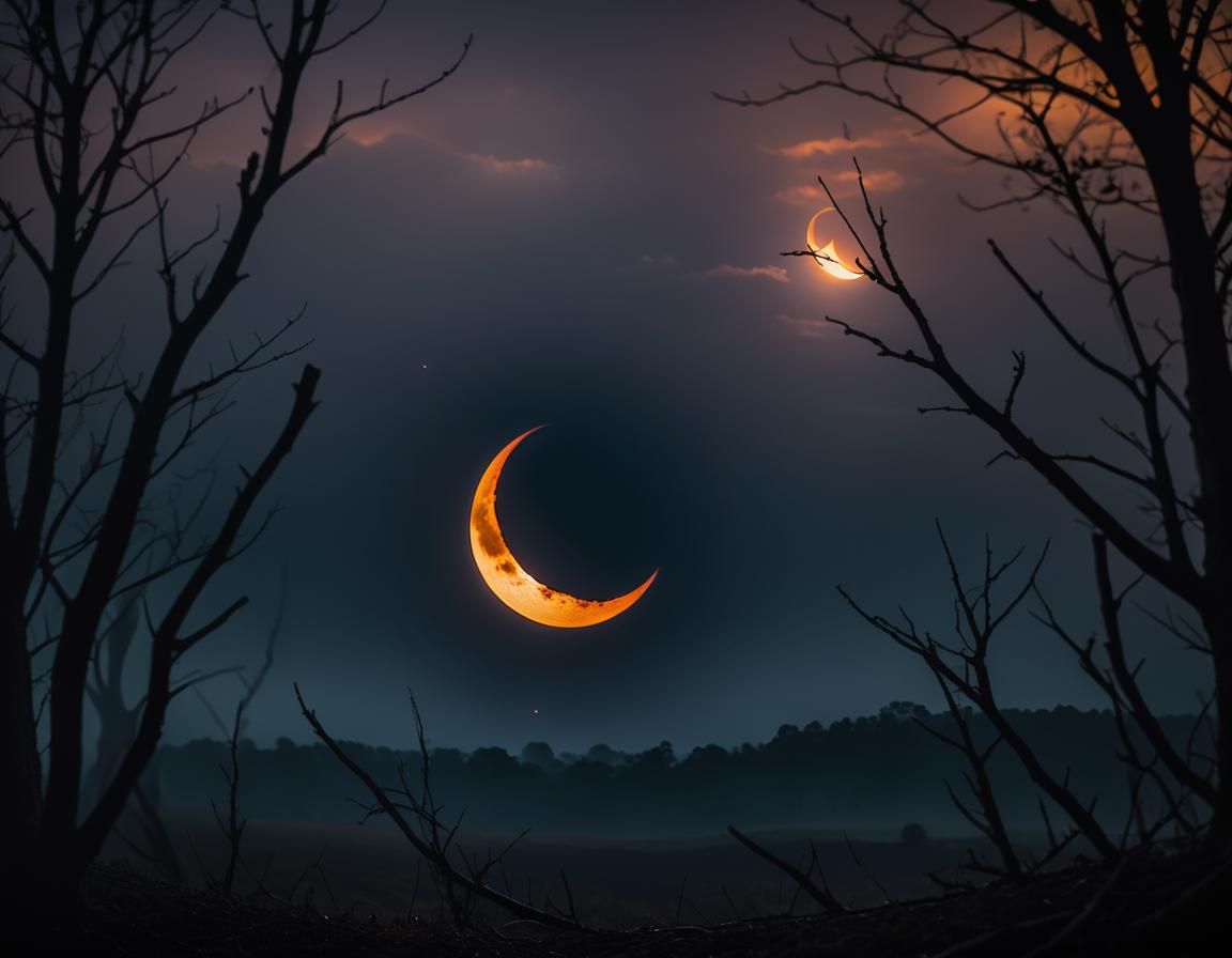 Dark Fantasy Horror Eclipse in Natural Lighting