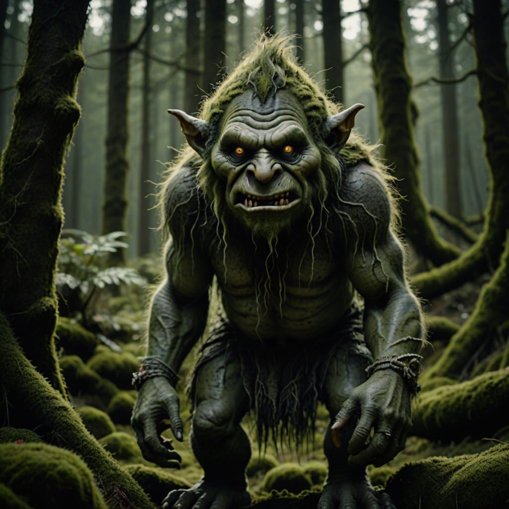 Cinematic Troll Close-Up in Horror Movie Style