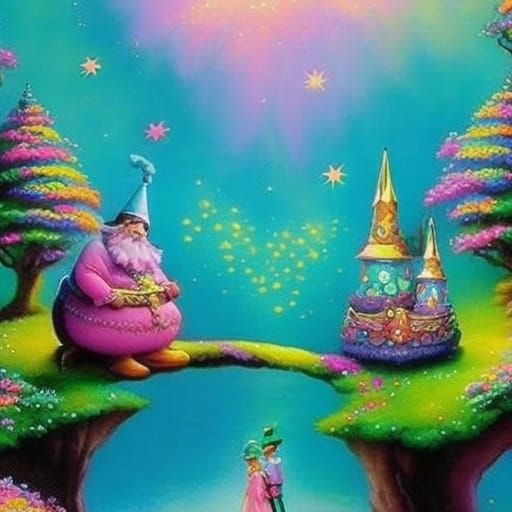 Chubby Gnome Couple in Ethereal Fantasy Style