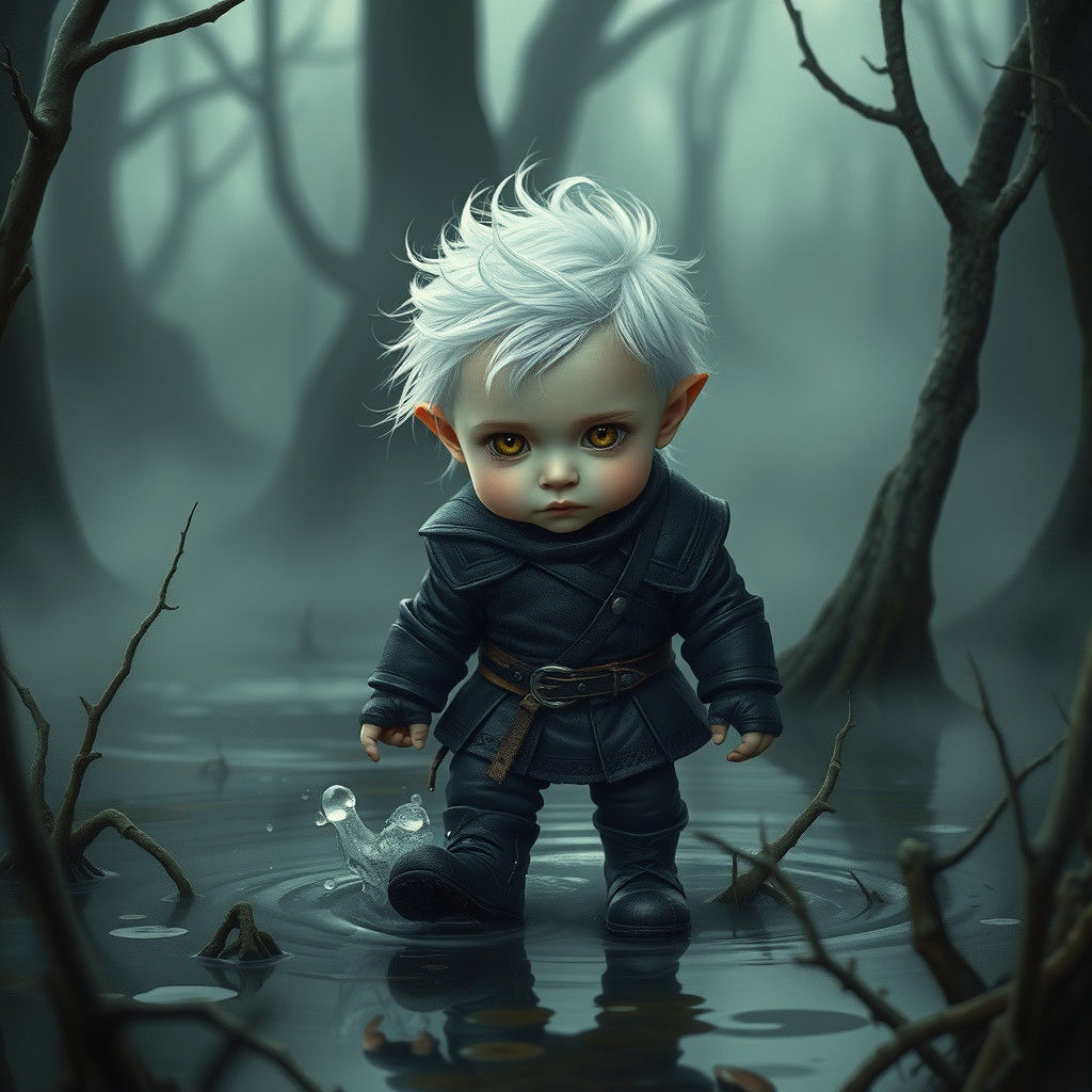Toddler Geralt in Eerie Swamp Landscape
