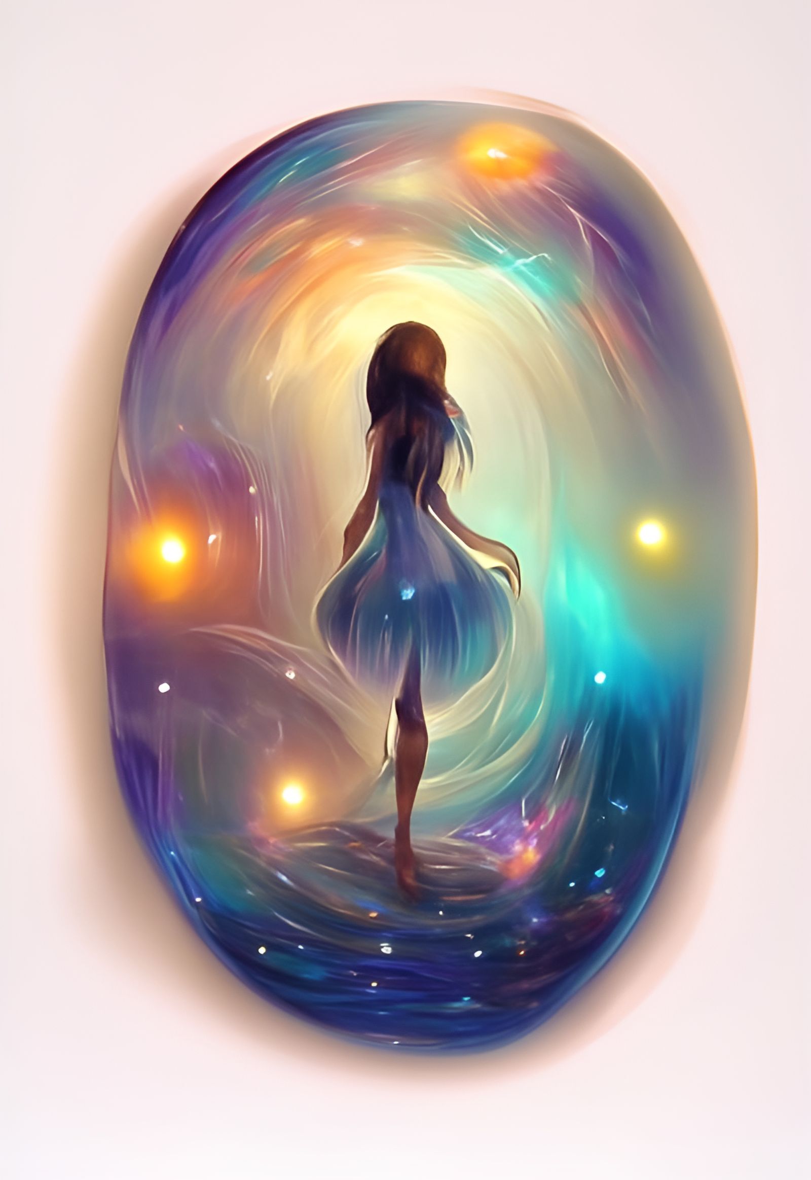 Galactic Girl in Crystal Ball: Digital Art