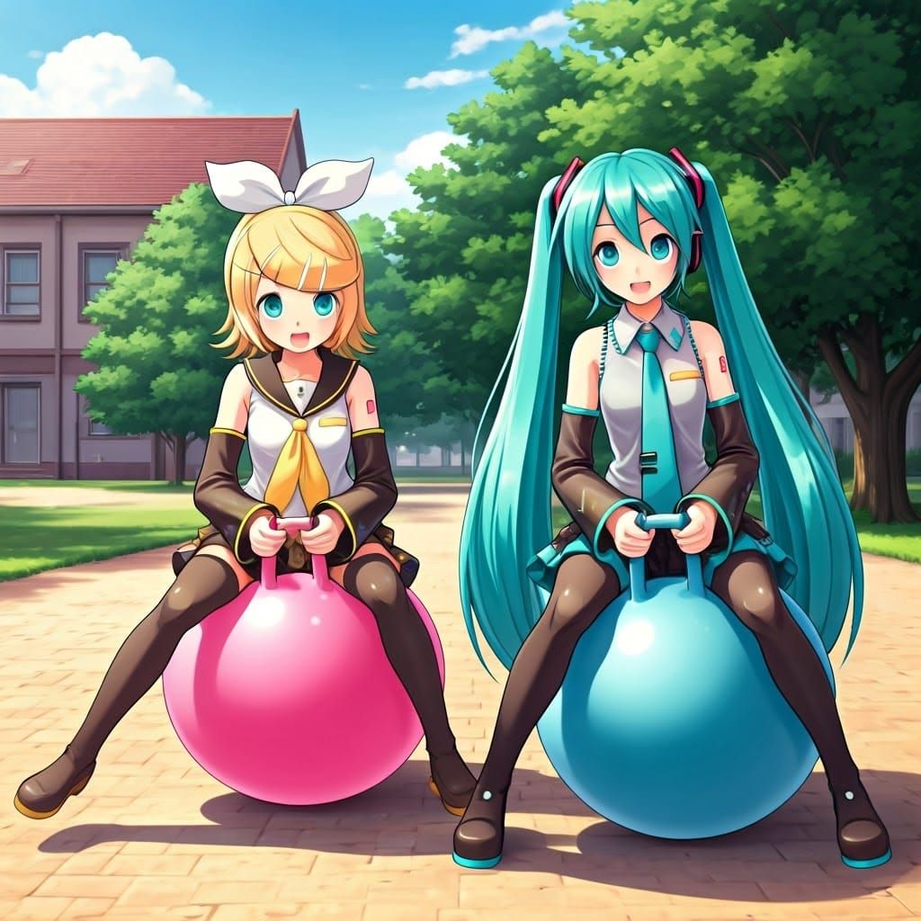 Vocaloid Idols Playful Schoolyard Scene