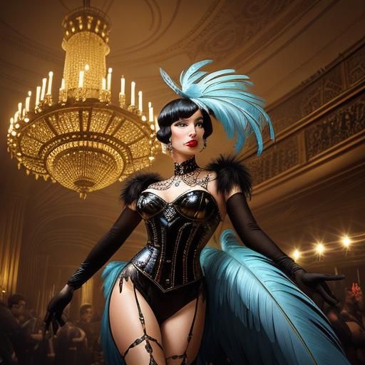 Art Deco Cabaret Dancer in Nightclub Scene