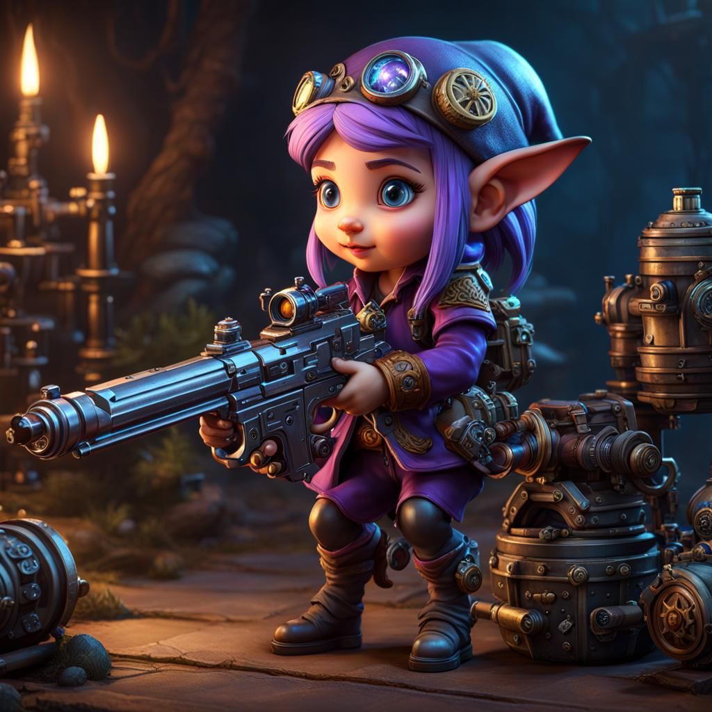 Gnome Artificer with Mechanical Allies, Dark Fantasy Art