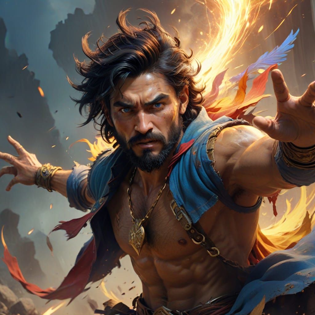 Heroic Fantasy Figure in Vibrant Colors