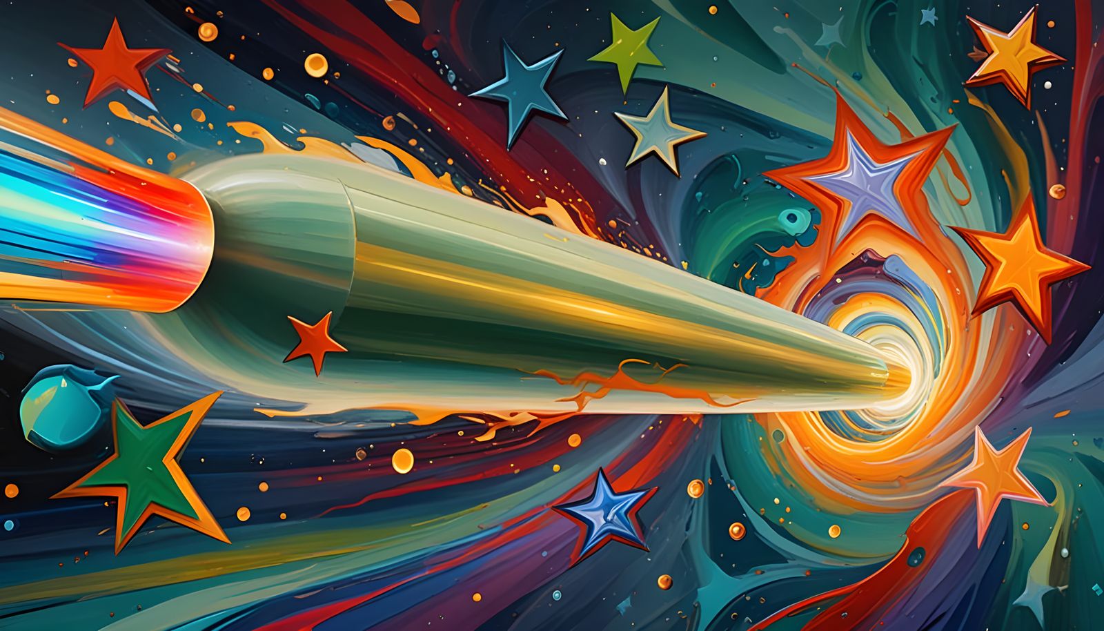 Vibrant Cosmic Vortex in Iridescent Oil Painting