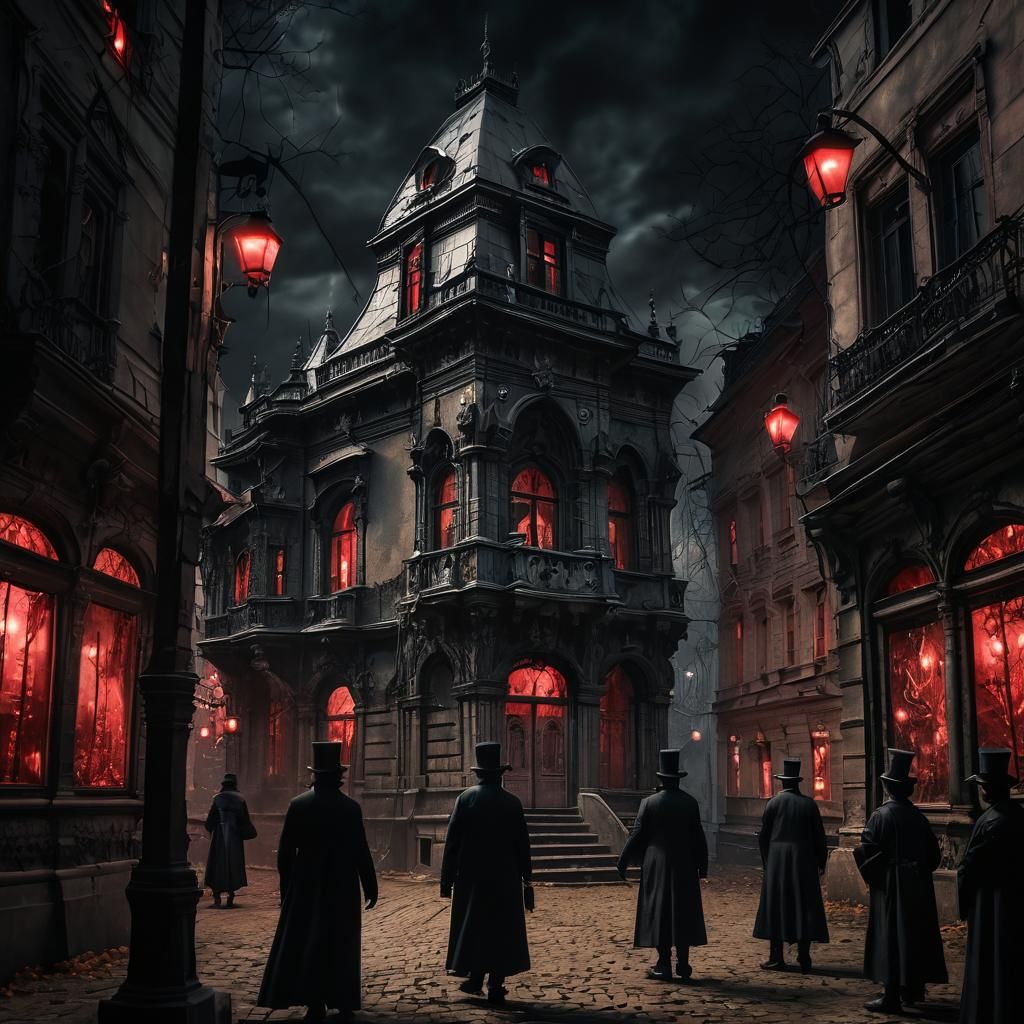 Haunted House in Budapest: Gothic Surrealist Cityscape