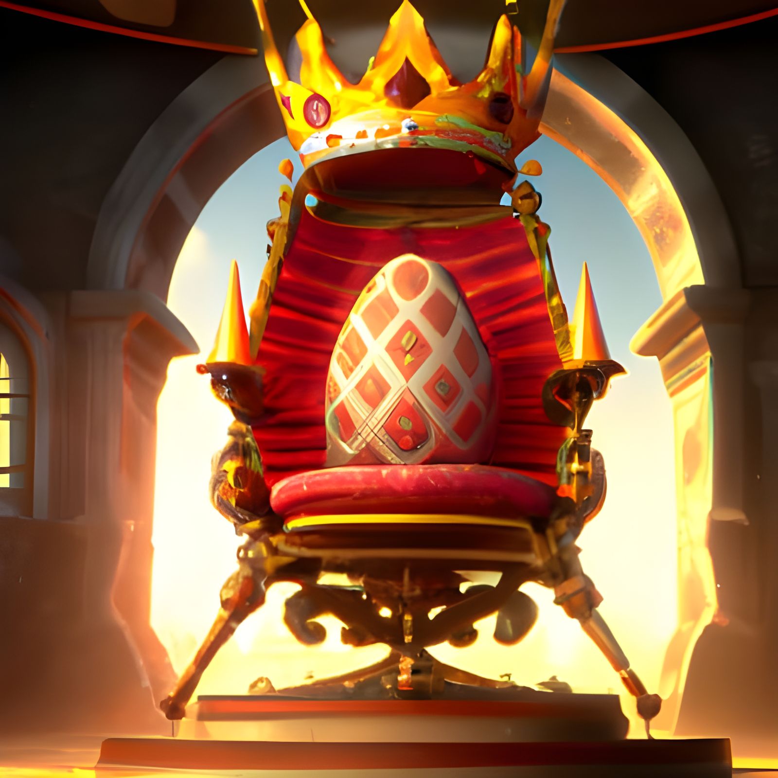 Giant Easter Egg on Golden Throne: Fantasy Art