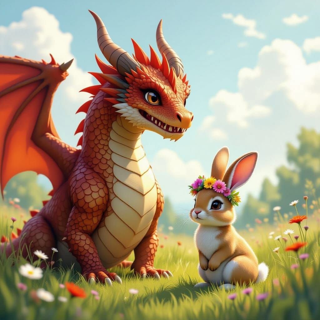 Dragon and Bunny Side-by-Side