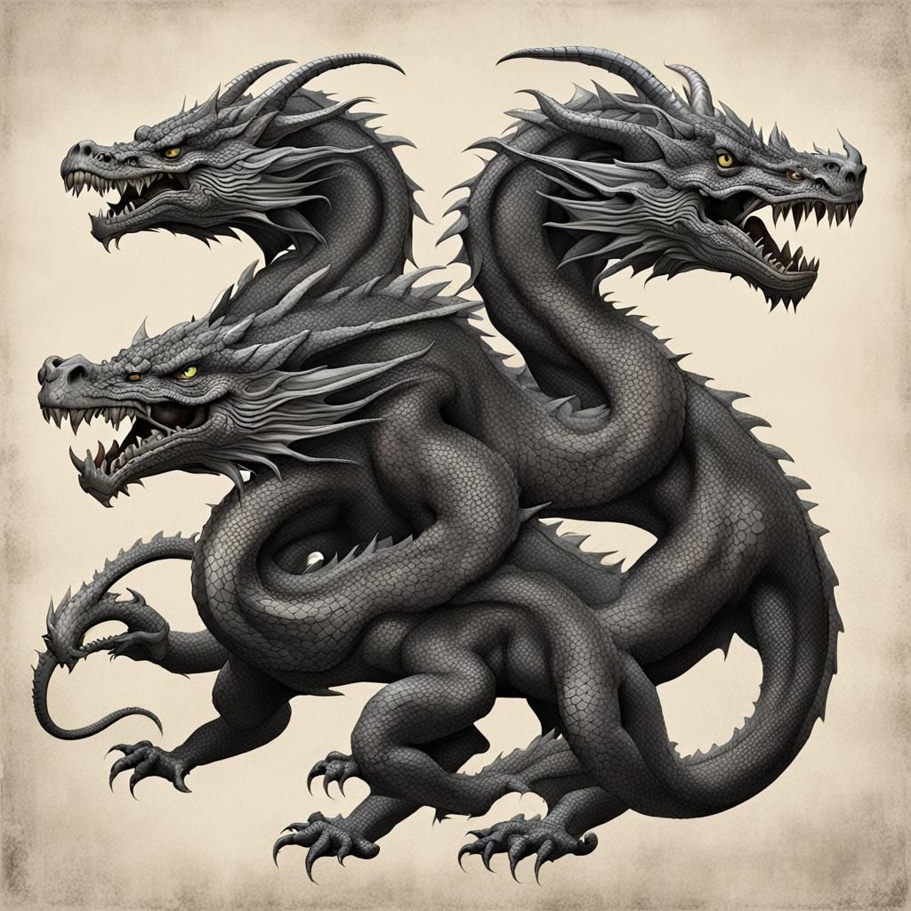 Majestic Three-Headed Dragon