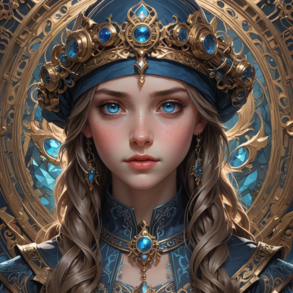 Detailed Portrait of a Girl with Blue Eyes