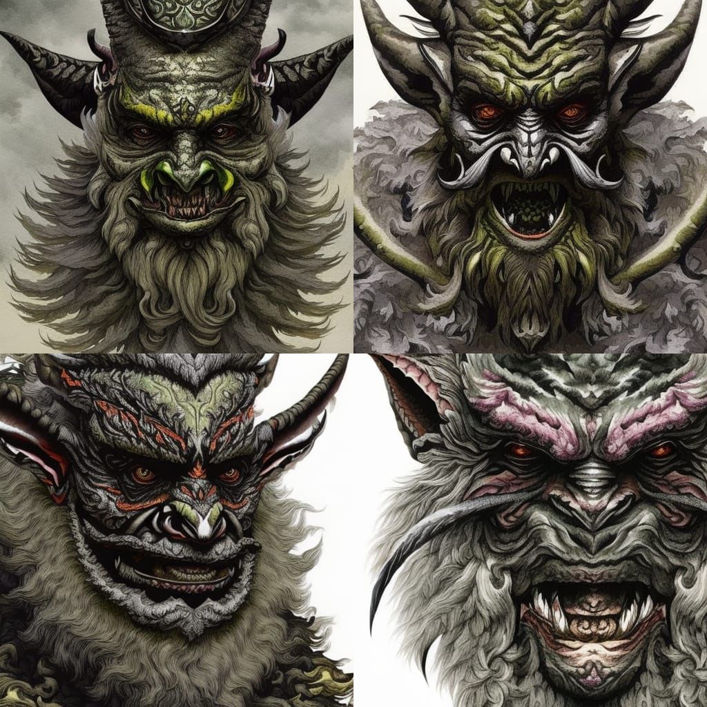 Monstrous Goblin: Watercolor Portrait in Maximalist Style