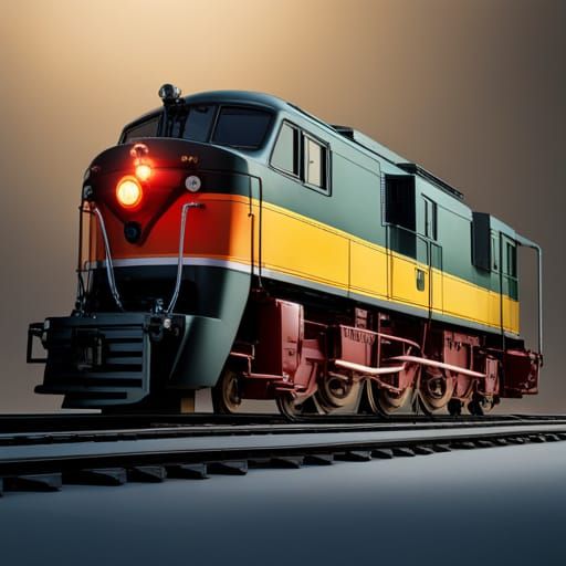 Hyperrealistic Locomotive in Splash Art Style