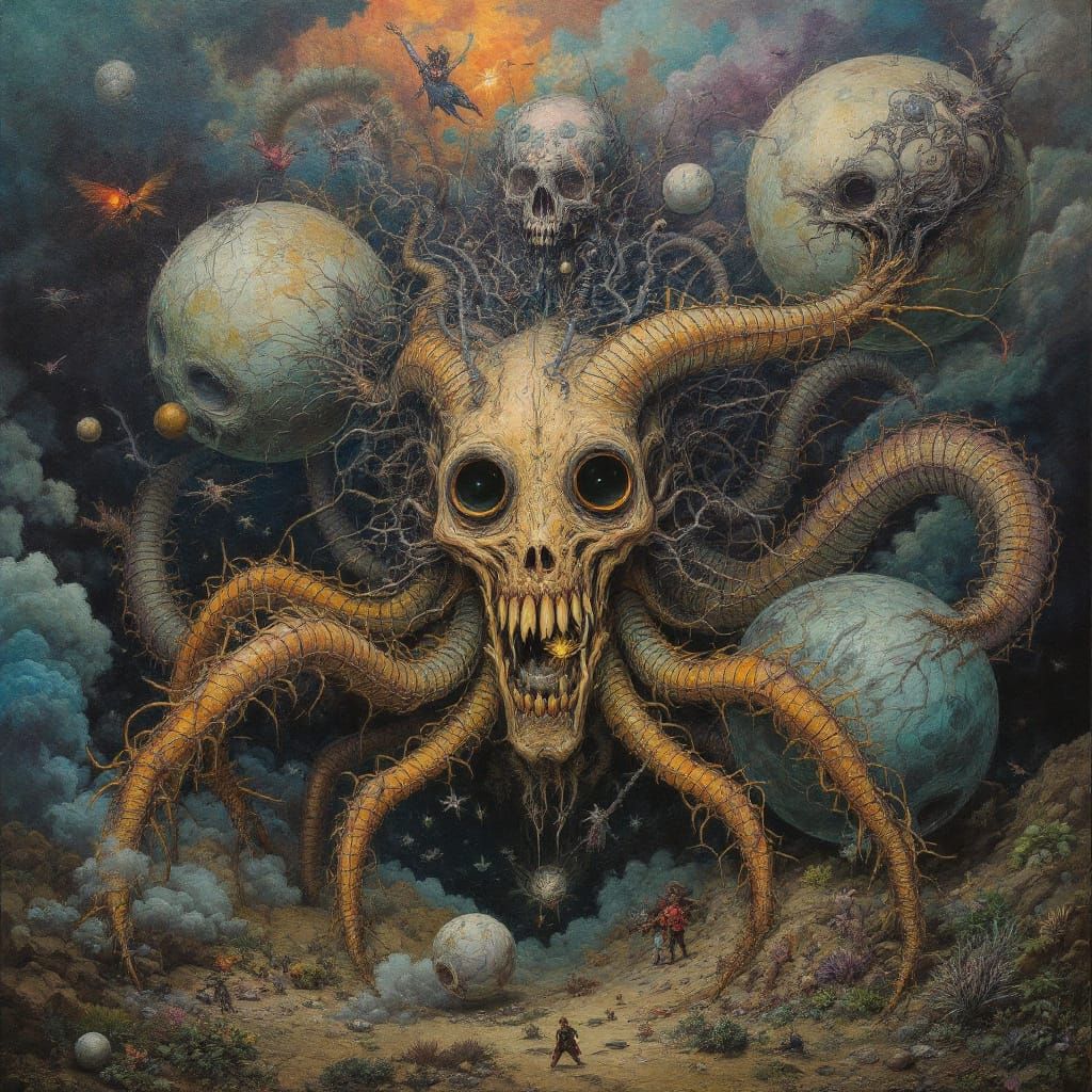 Detailed Surreal Oil Painting in Maximalist Style