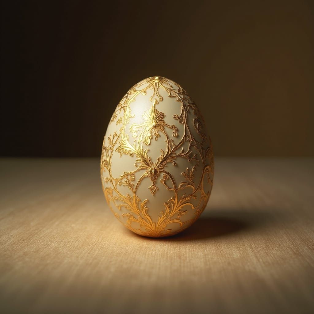 Elegant, Ornate Egg on Velvet Background