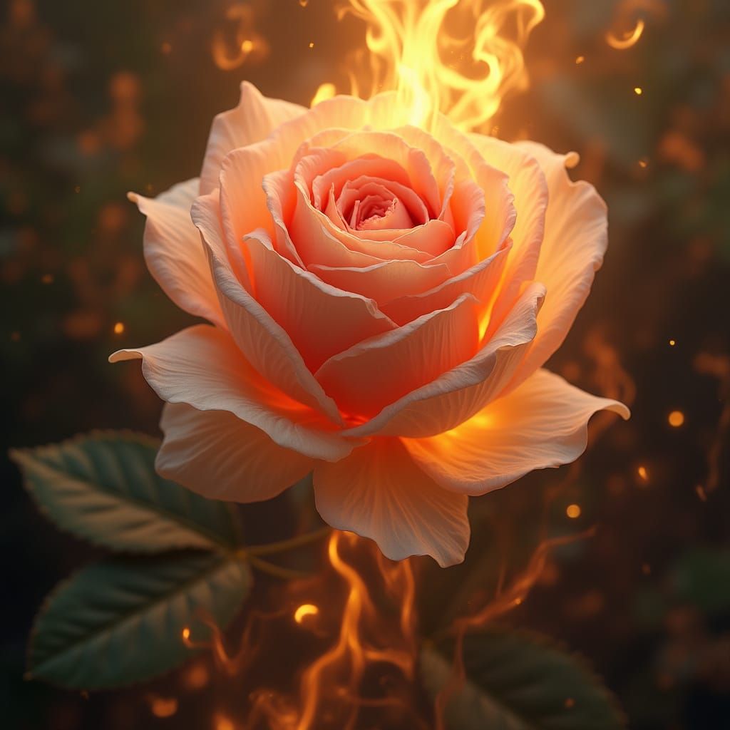 Floral Fusion in Surreal Golden Hues