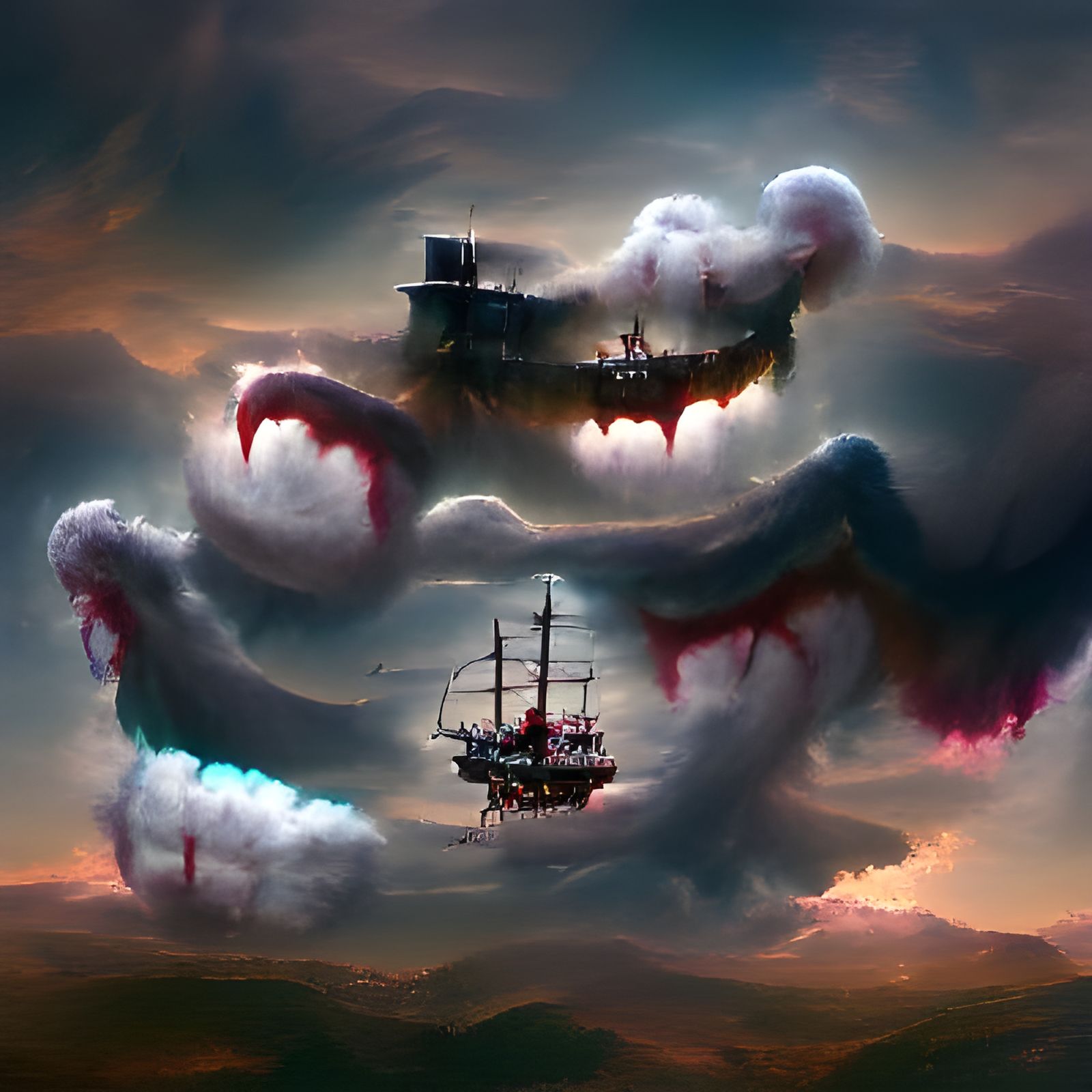Pirate Ship Battle Above the Clouds