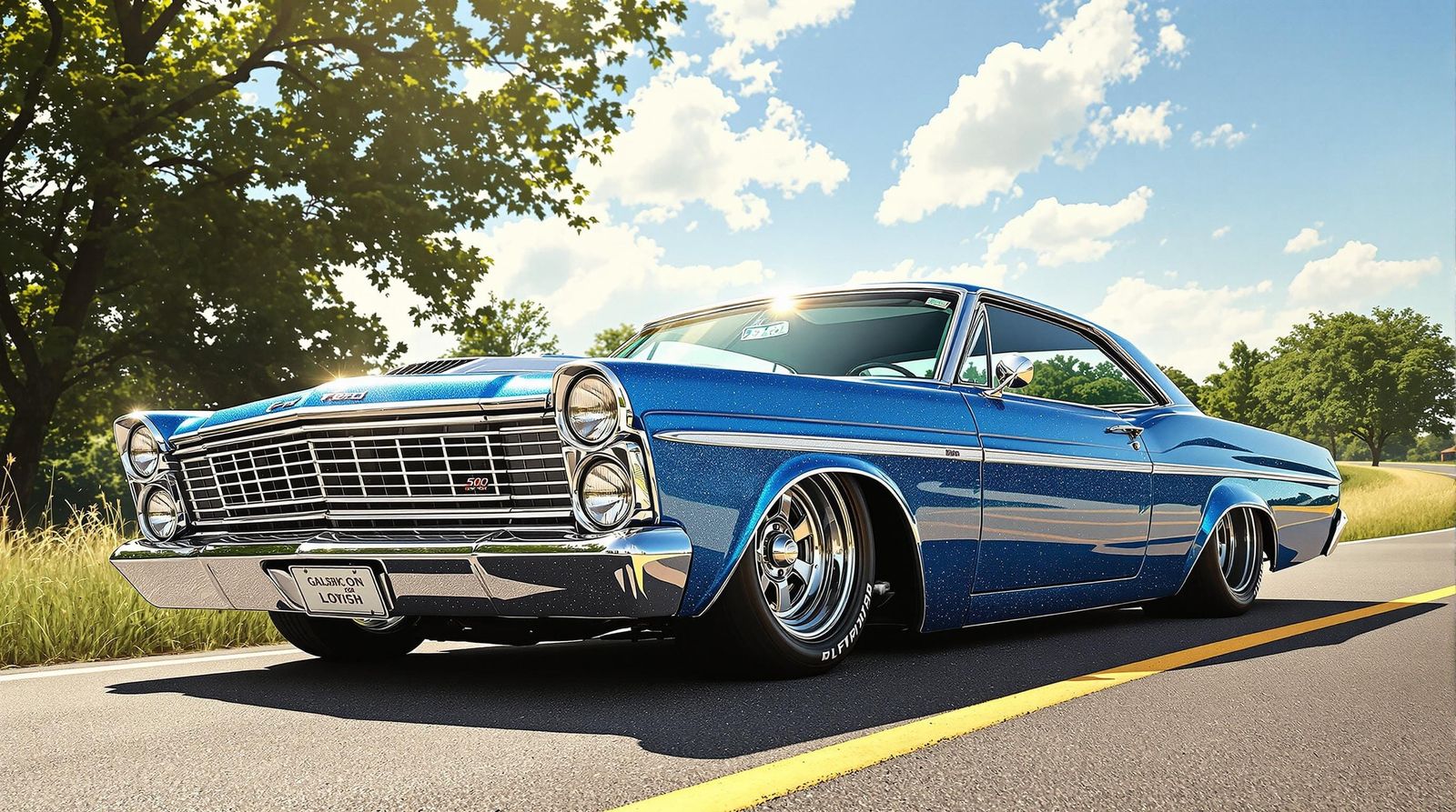Sparkle Blue 1967 Ford Galaxie 500 in Retro-Futuristic Stanc...