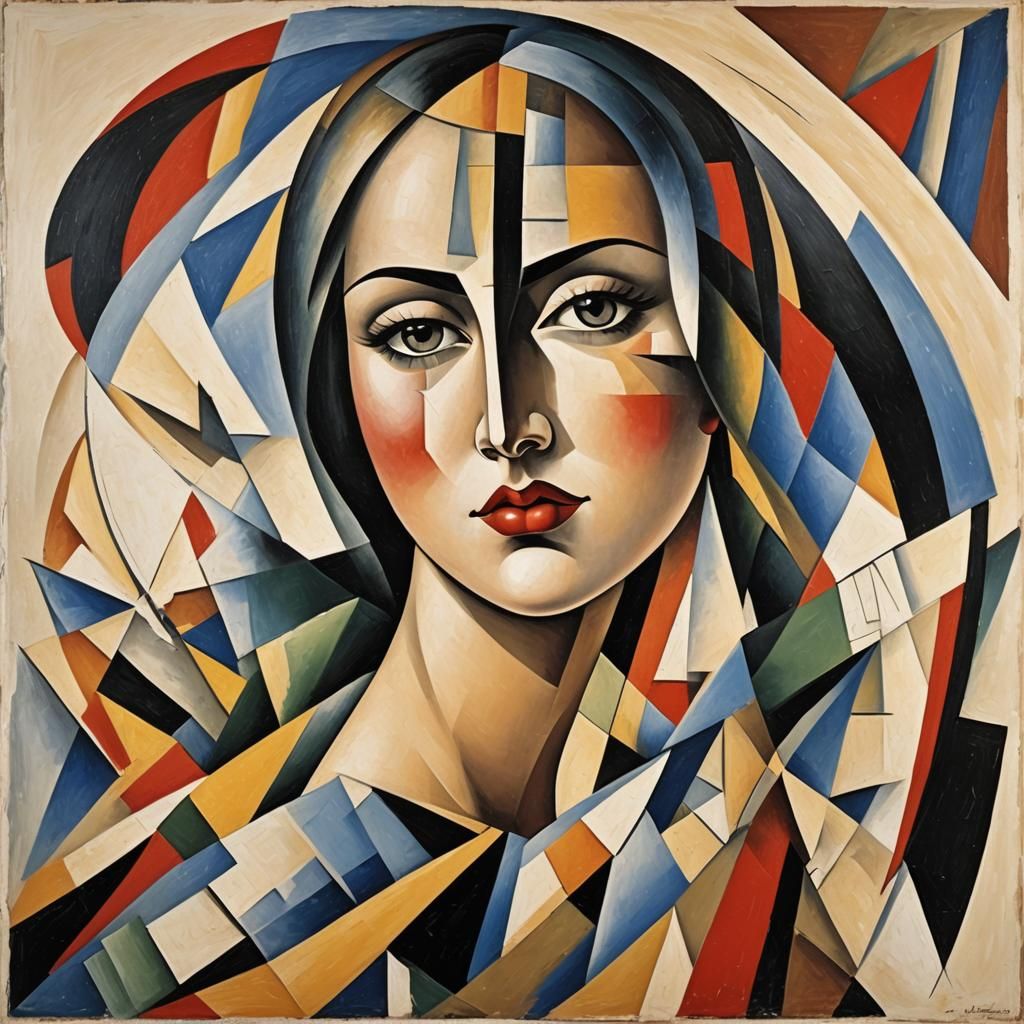 Abstract Minimalist Shapes in Cubist Style