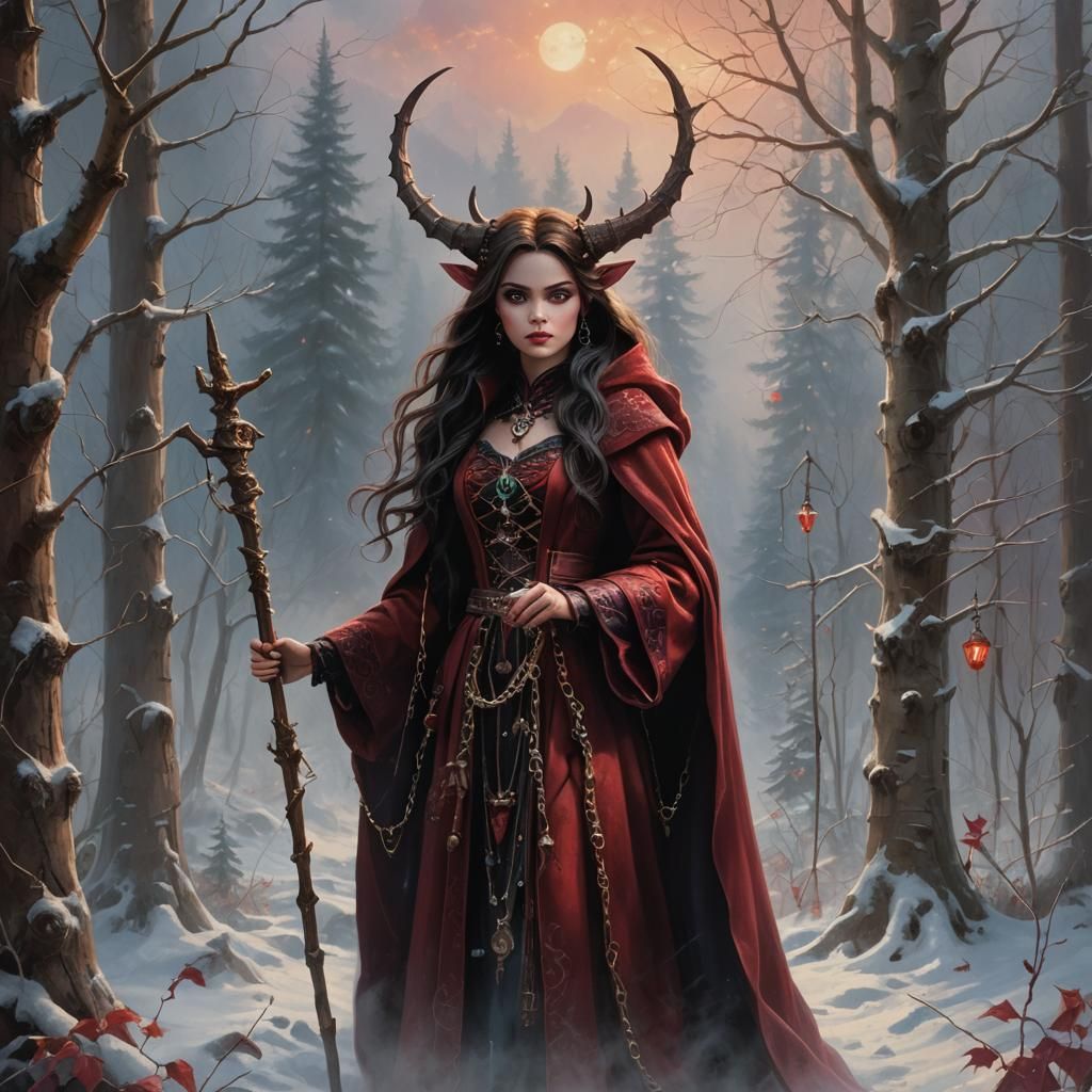 Gothic Christmas Barbie in Alpine Fantasy Setting