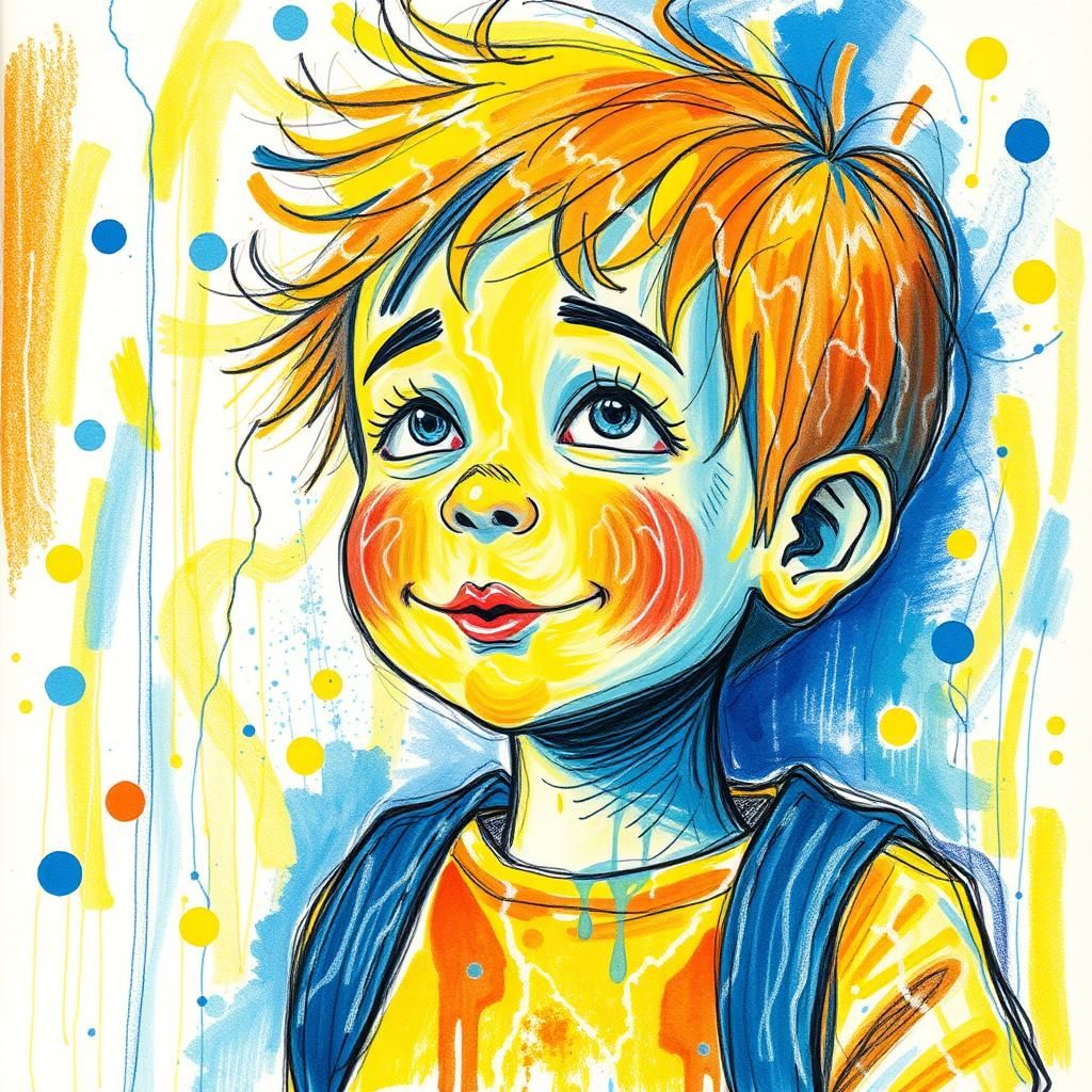 Child's Art: Whimsical Electricity in Colored Pencil