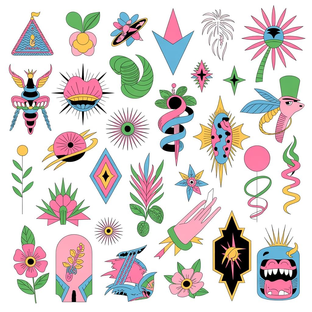 flash tattoo sheet