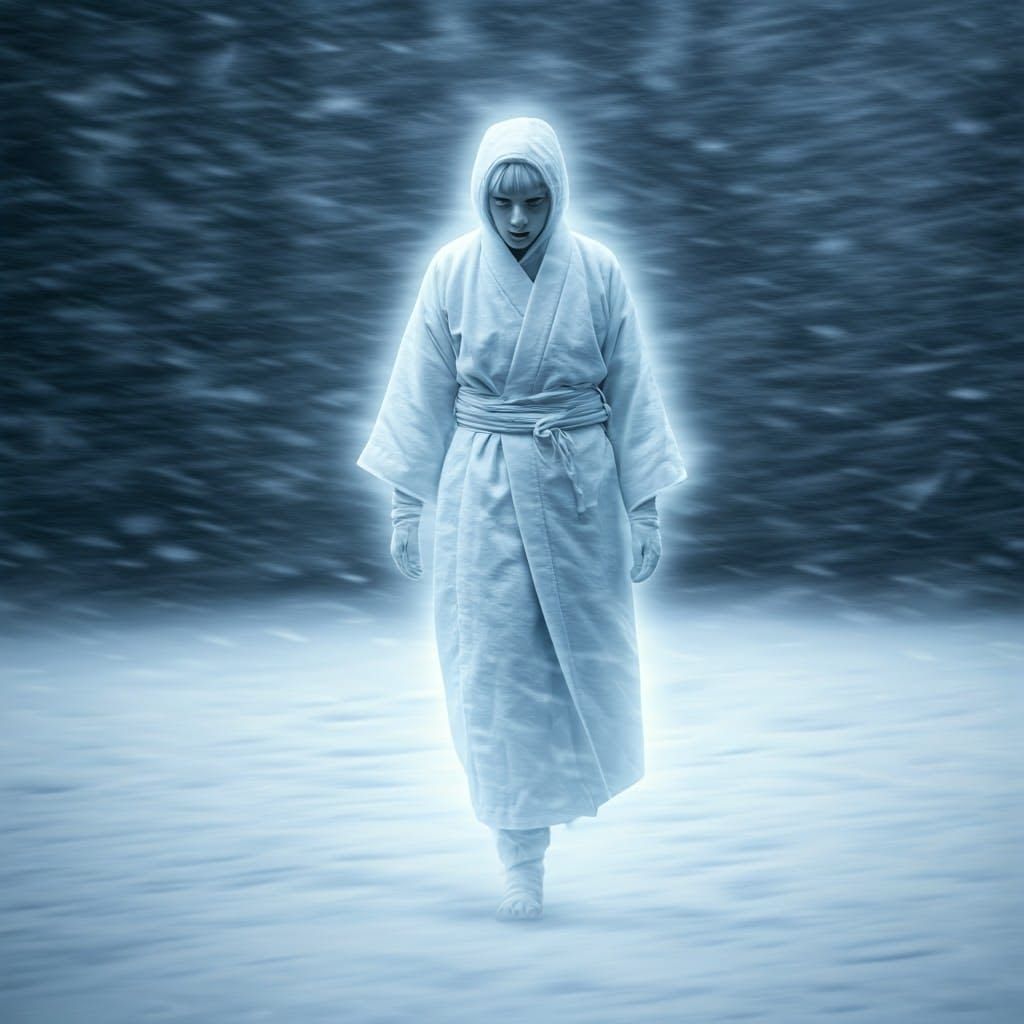 Ethereal Yuki Onna Portrait in a Blizzard