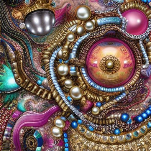 Maximalist Collage Illustration with 3D Liquid Detailing