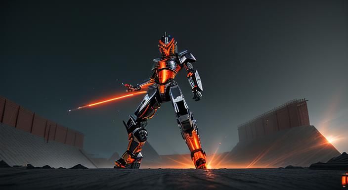 Robotic Duel in Underground Arena: Sci-Fi Render