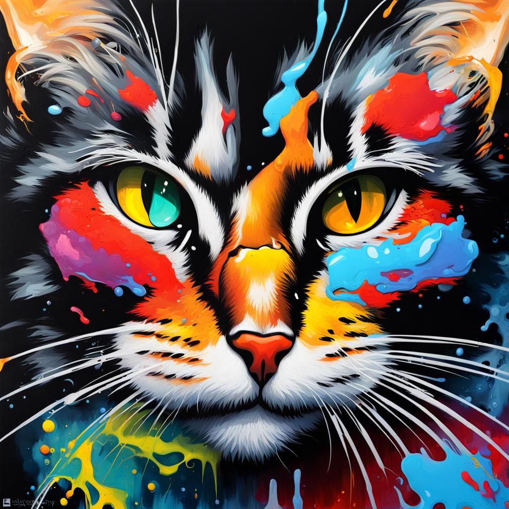 Graffiti Fire and Glass Cat: Splash Art