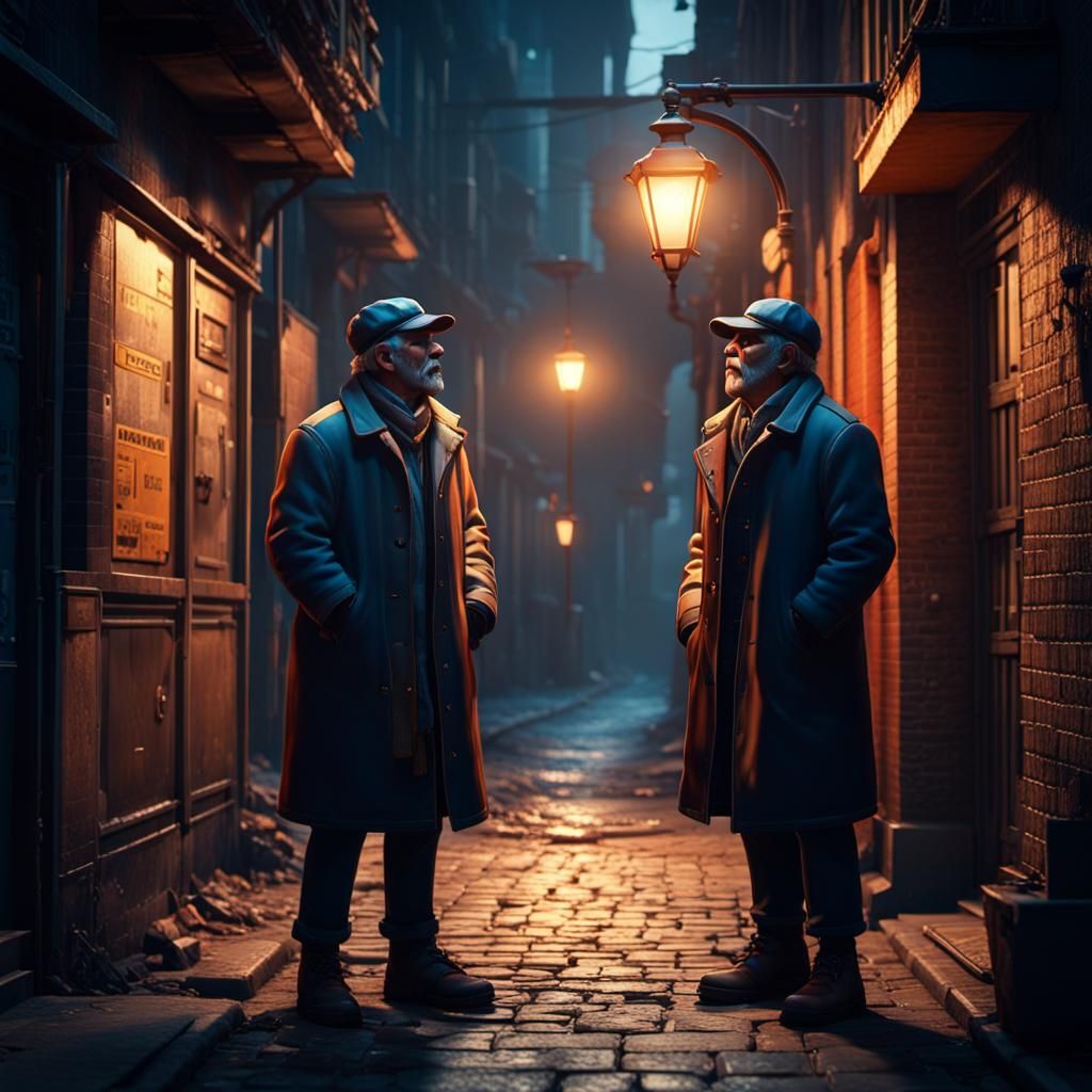 Whispered Secrets: Cinematic 3D Friends in Alley