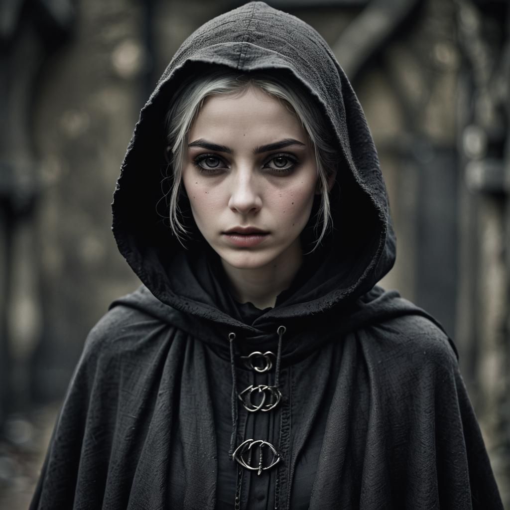 Woman in Black Cape, Lee Jeffries Style Portrait